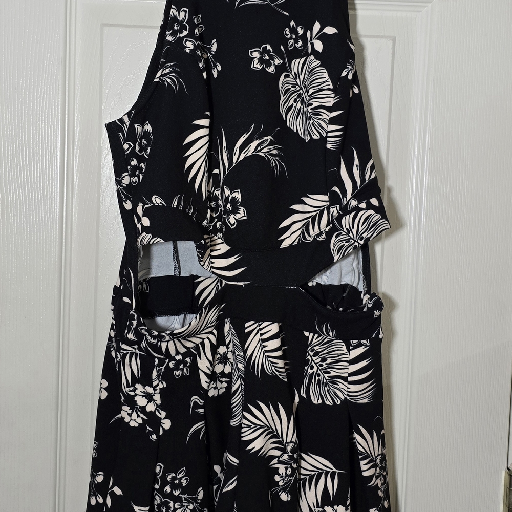 Floral Black and White Jumpsuit